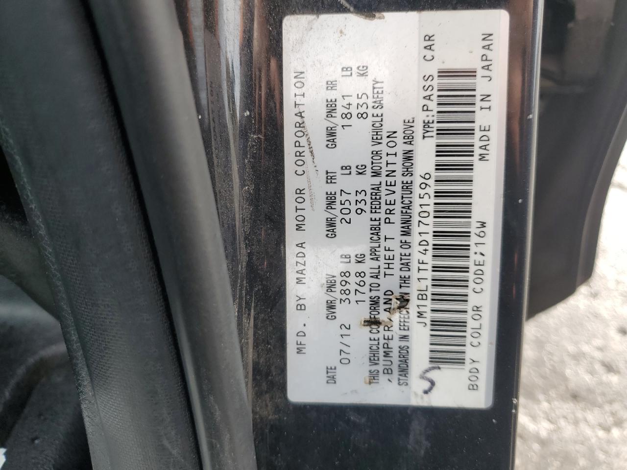 2013 Mazda 3 I VIN: JM1BL1TF4D1701596 Lot: 86885345