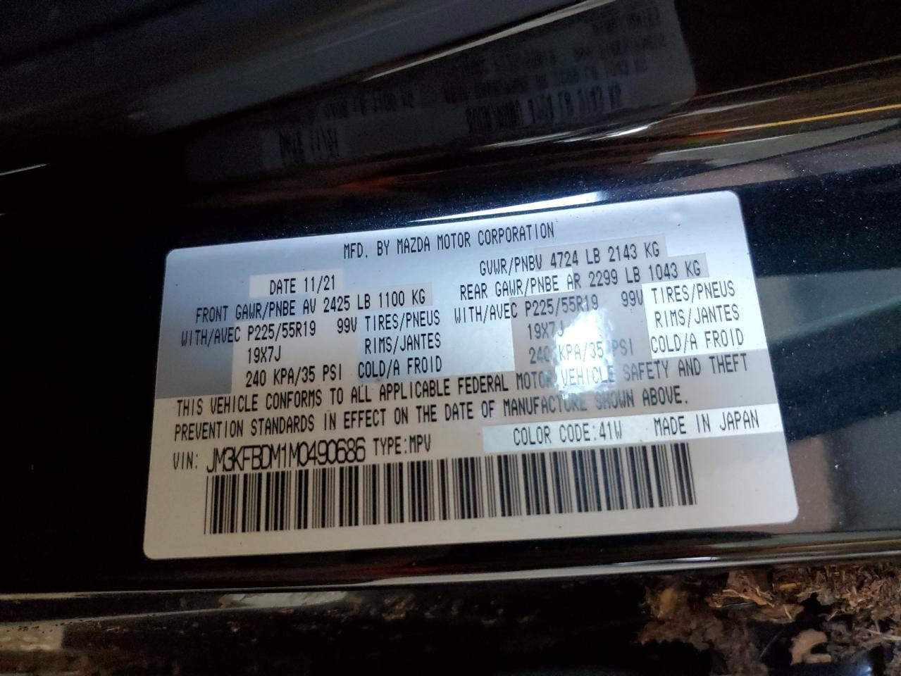 2021 Mazda Cx-5 Grand Touring VIN: JM3KFBDM1M0490686 Lot: 84522045