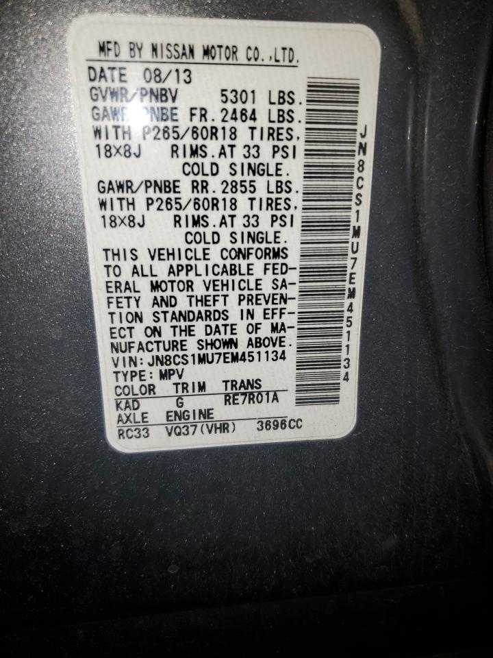 2014 Infiniti Qx70 VIN: 451134 Lot: 86744595