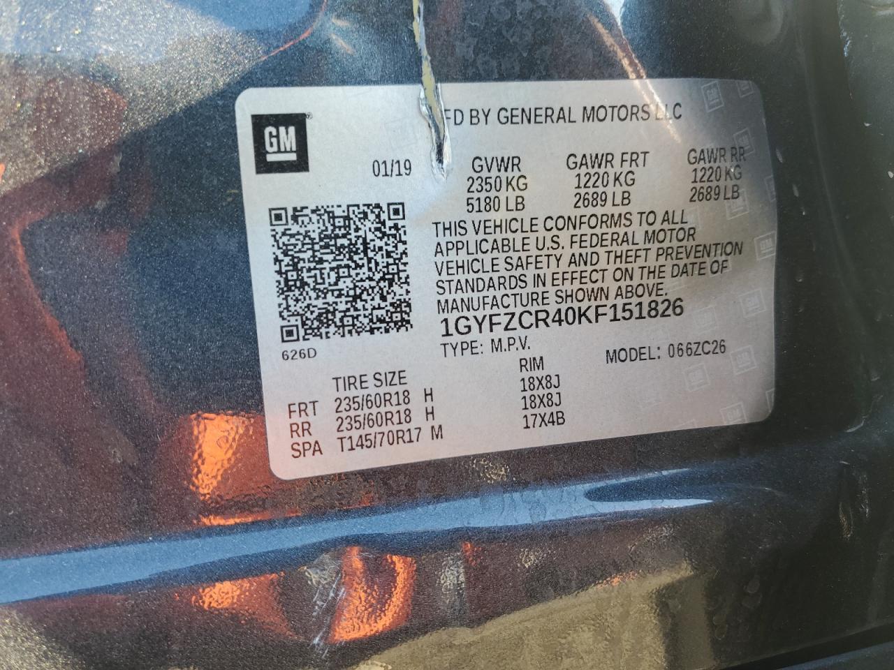 2019 Cadillac Xt4 Premium Luxury VIN: 1GYFZCR40KF151826 Lot: 87431785