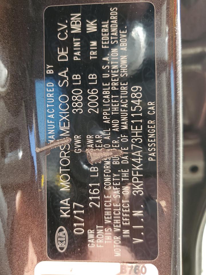 2017 Kia Forte Lx VIN: 3KPFK4A73HE115489 Lot: 85131225