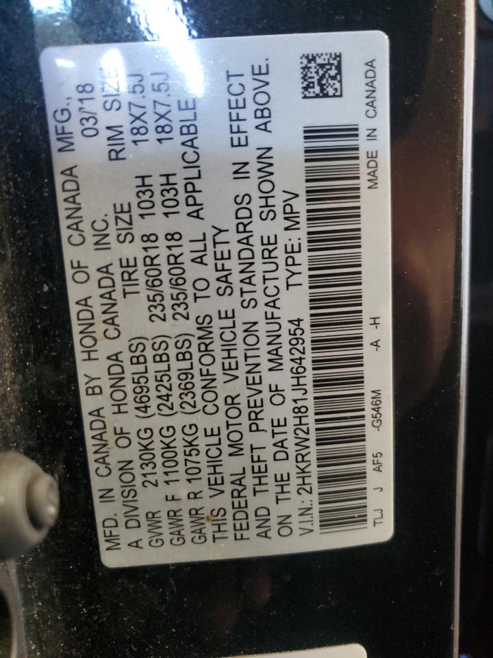 2018 Honda Cr-V Exl VIN: 2HKRW2H81JH642954 Lot: 81844655