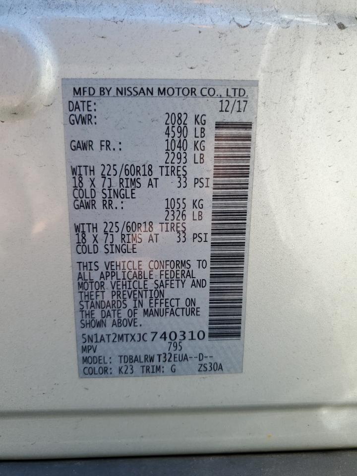 2018 Nissan Rogue S VIN: 5N1AT2MTXJC740310 Lot: 85560685