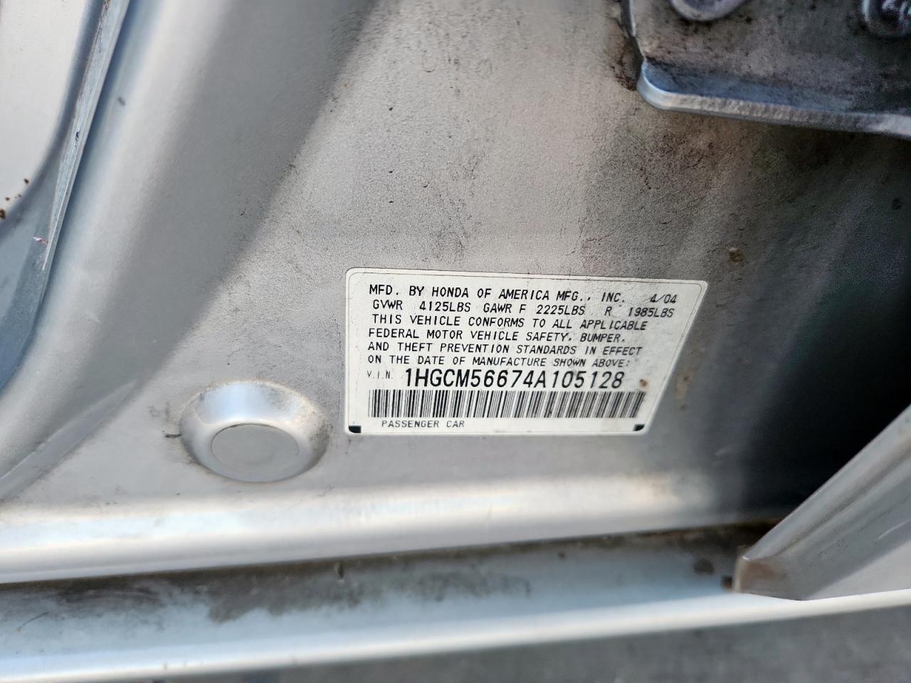 2004 Honda Accord Ex VIN: 1HGCM56674A105128 Lot: 82400145