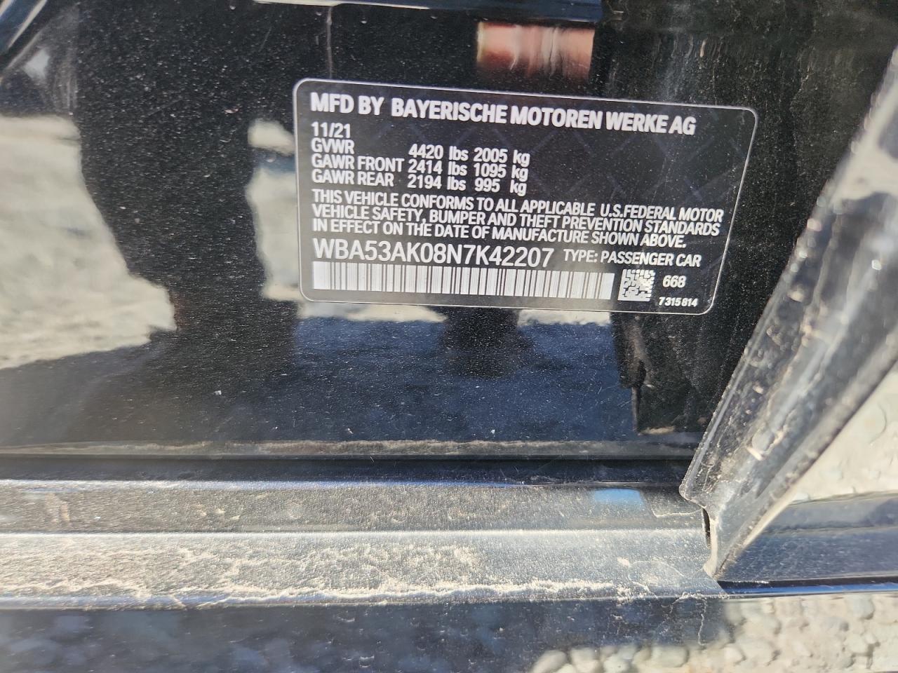 2022 BMW 228I VIN: WBA53AK08N7K42207 Lot: 87256265