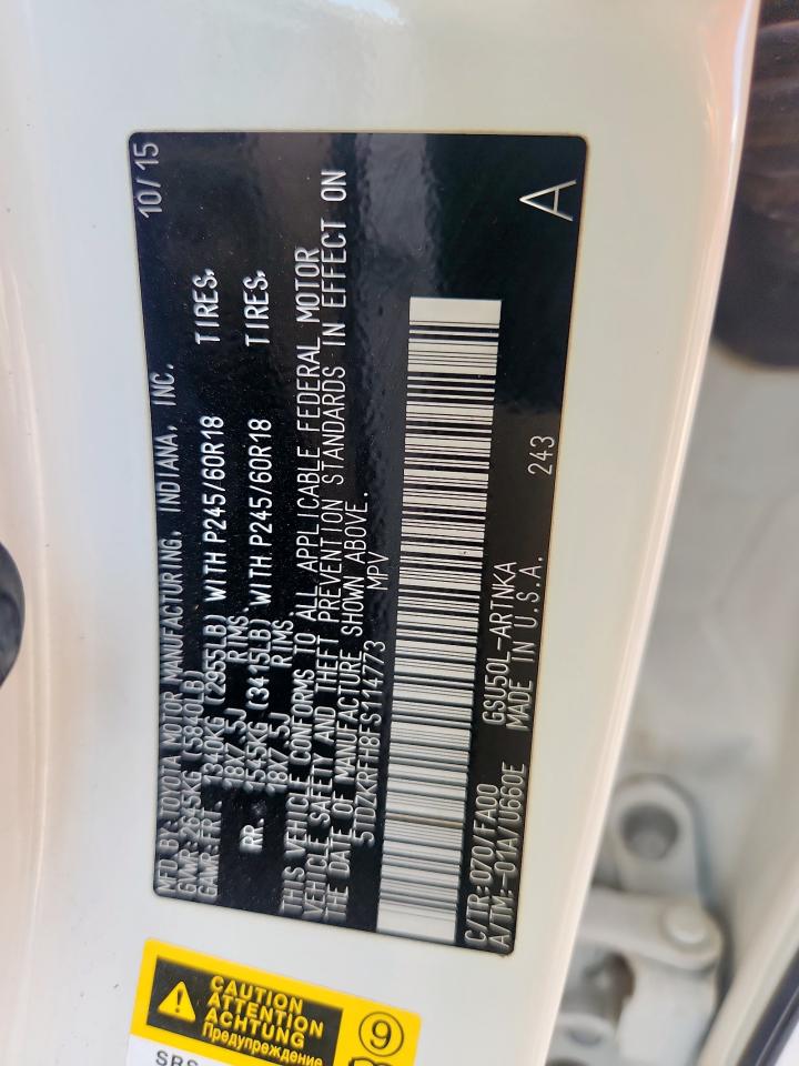 2015 Toyota Highlander Le VIN: 5TDZKRFH8FS114773 Lot: 85776495