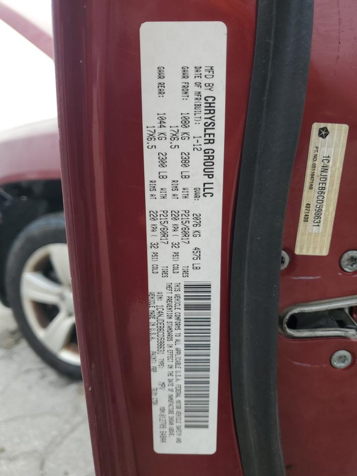 2012 Jeep Compass Latitude VIN: 1C4NJDEB6CD598631 Lot: 86445065