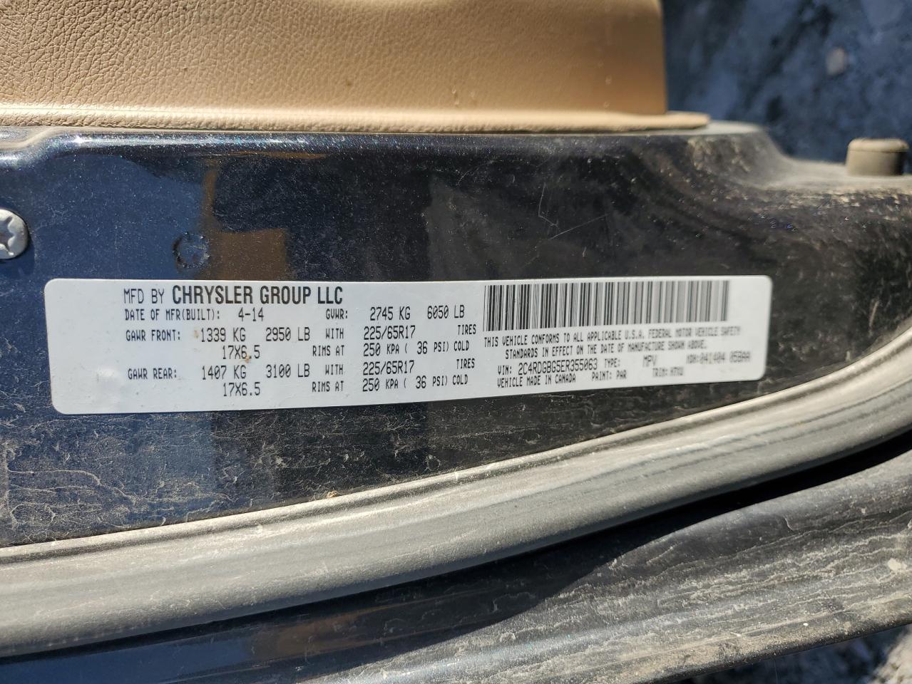 2014 Dodge Grand Caravan Se VIN: 2C4RDGBG5ER355063 Lot: 89701565