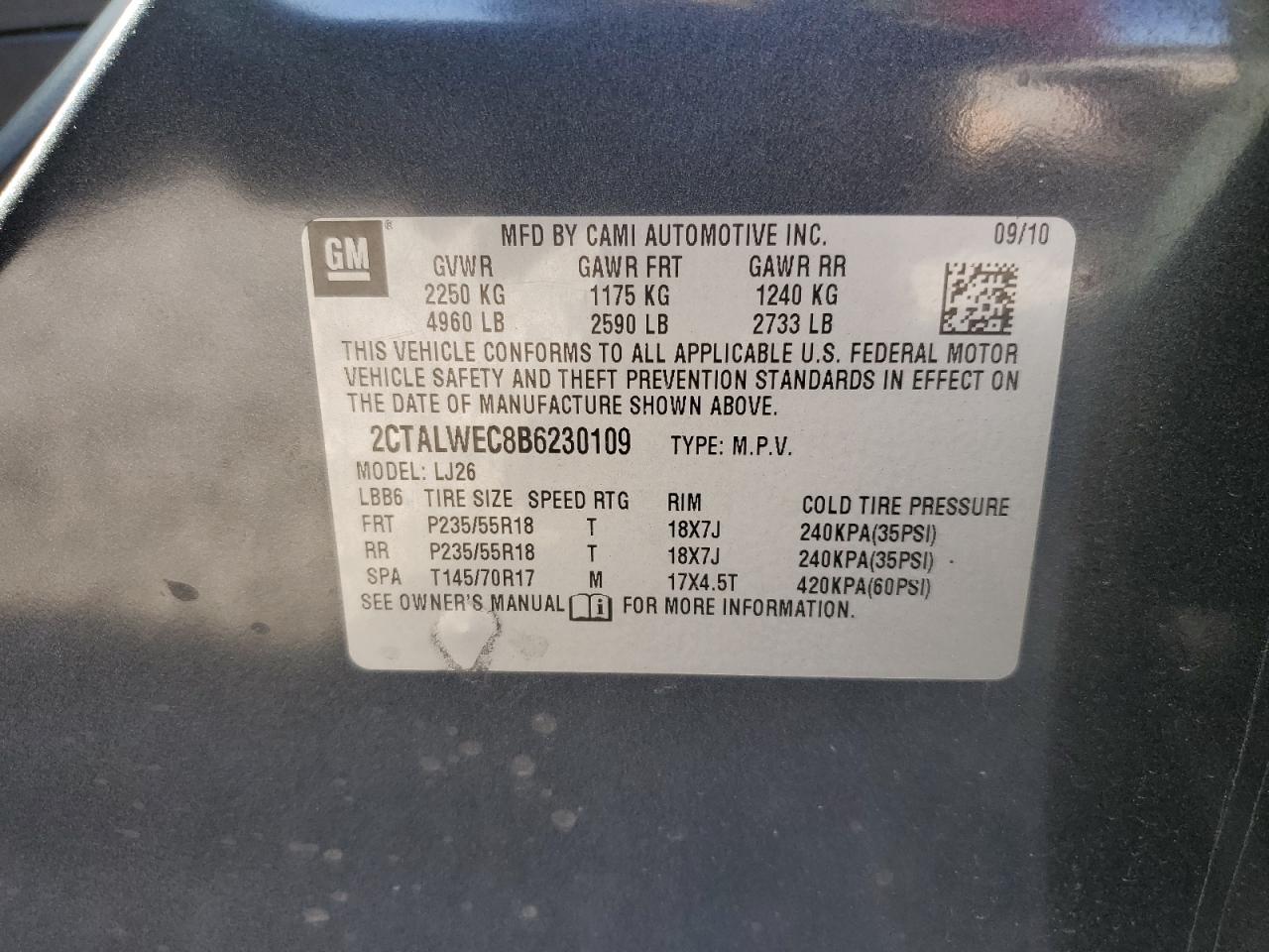 2011 GMC Terrain Slt VIN: 2CTALWEC8B6230109 Lot: 85829015