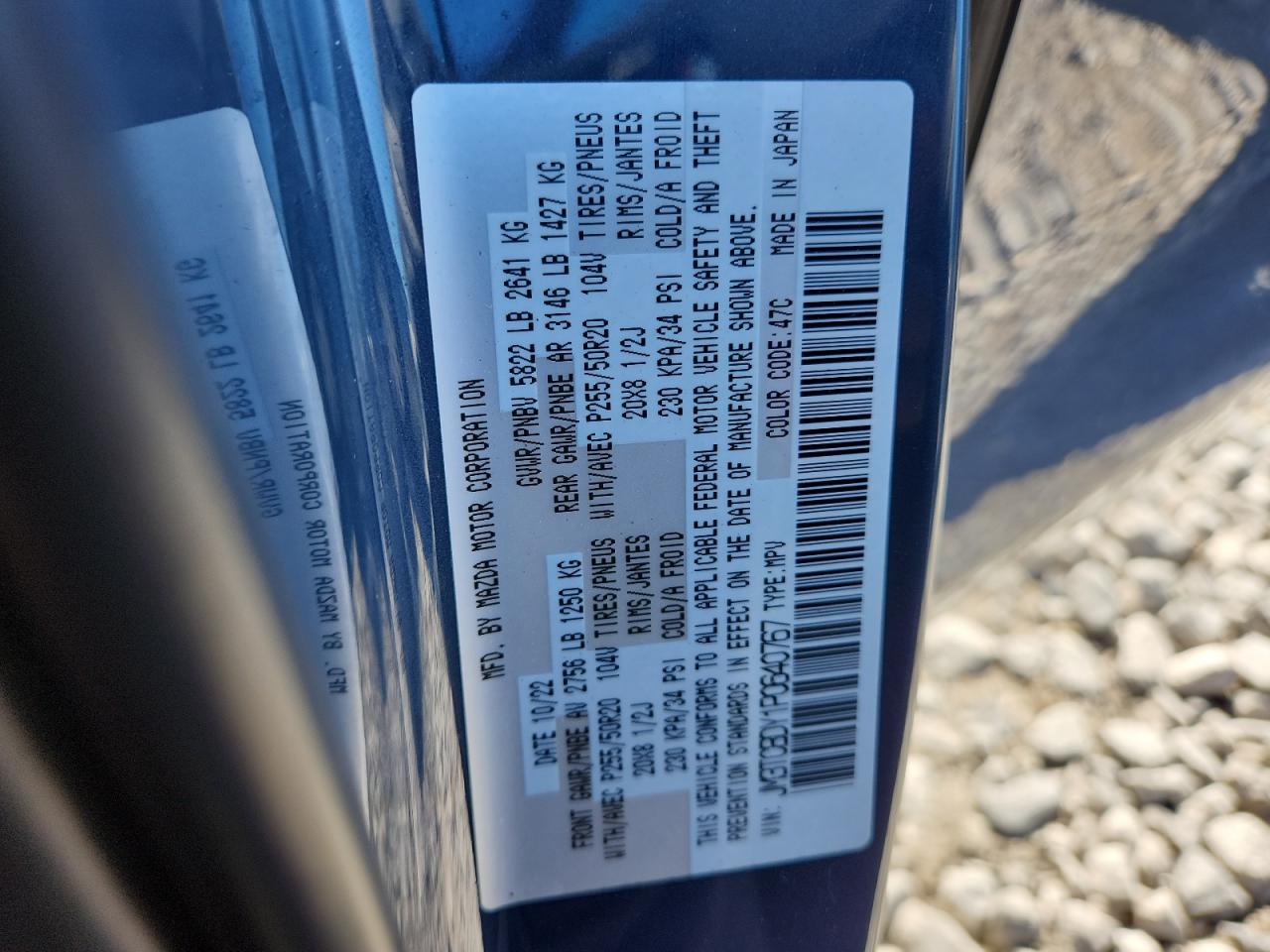 2023 Mazda Cx-9 Grand Touring VIN: JM3TCBDY1P0640767 Lot: 82725805