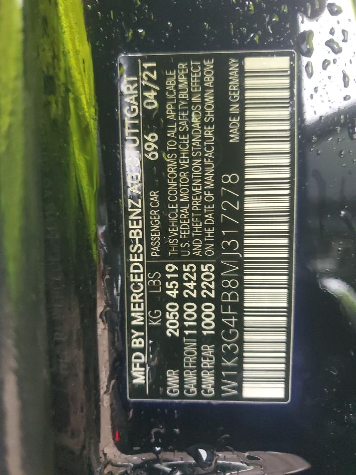 2021 Mercedes-Benz A 220 4Matic VIN: W1K3G4FB8MJ317278 Lot: 90336865