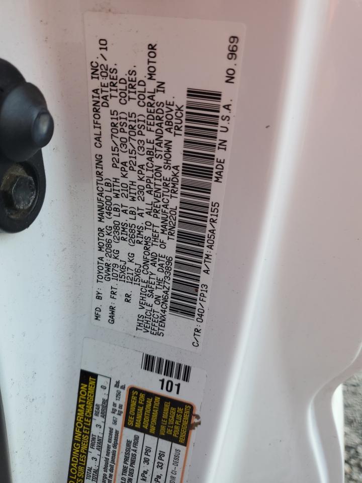 2010 Toyota Tacoma VIN: 5TENX4CN6AZ733896 Lot: 90641855