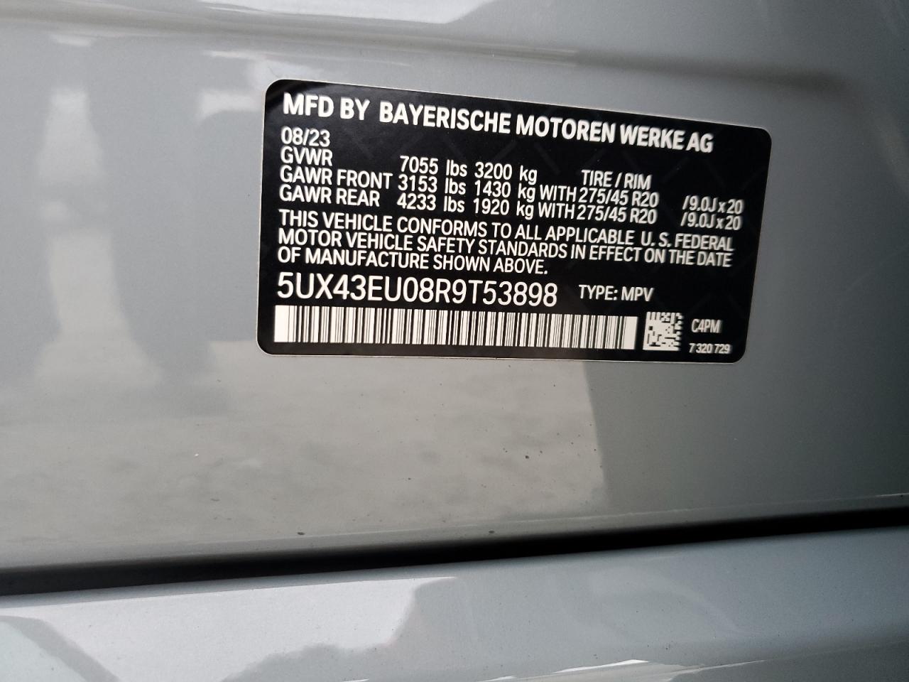 2024 BMW X5 xDrive50E VIN: 5UX43EU08R9T53898 Lot: 85144575