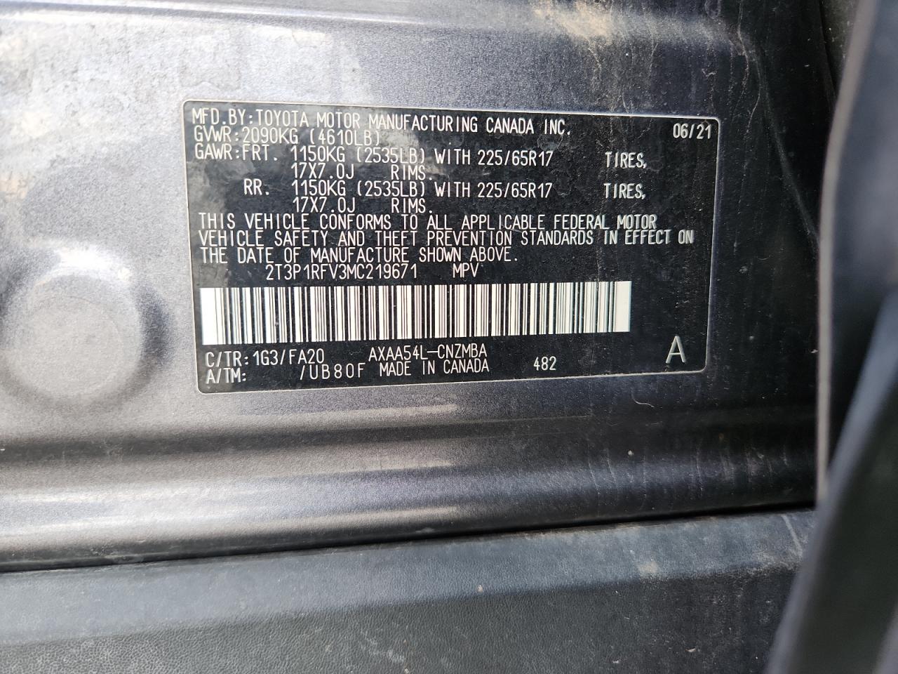 2021 Toyota Rav4 Xle VIN: 2T3P1RFV3MC219671 Lot: 85111875