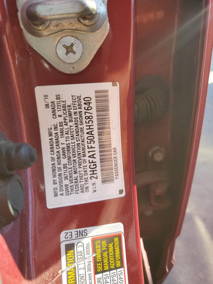 2010 Honda Civic Lx VIN: 2HGFA1F50AH587640 Lot: 82312735