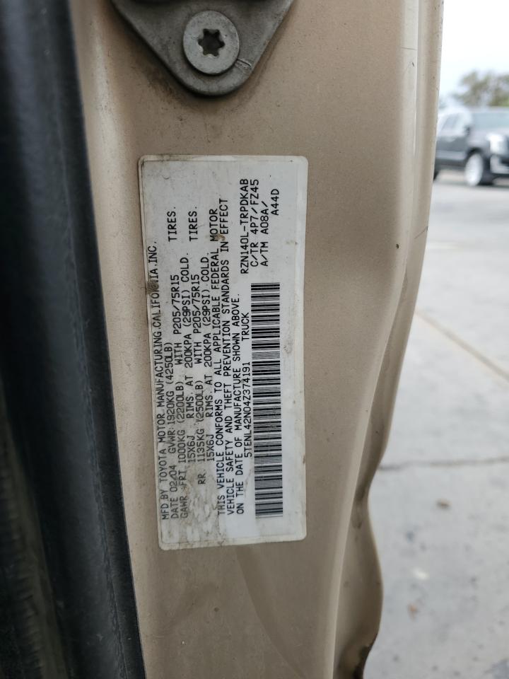 2004 Toyota Tacoma VIN: 5TENL42N04Z374191 Lot: 82435395