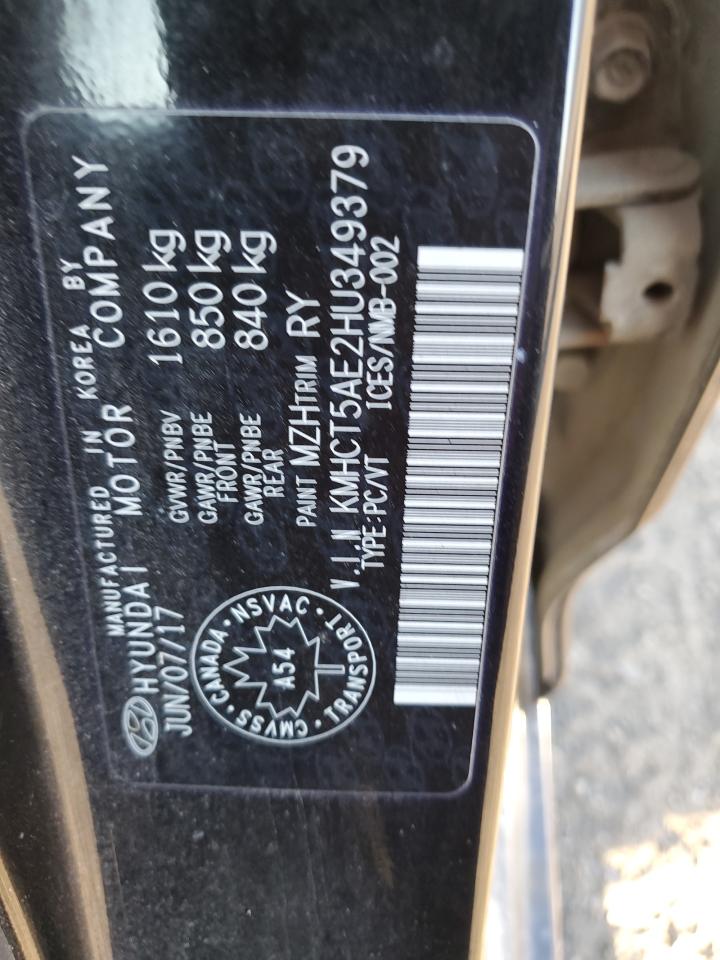 2017 Hyundai Accent Se VIN: KMHCT5AE2HU349379 Lot: 84426325