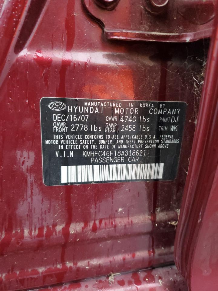 2008 Hyundai Azera Se VIN: KMHFC46F18A318621 Lot: 81954985