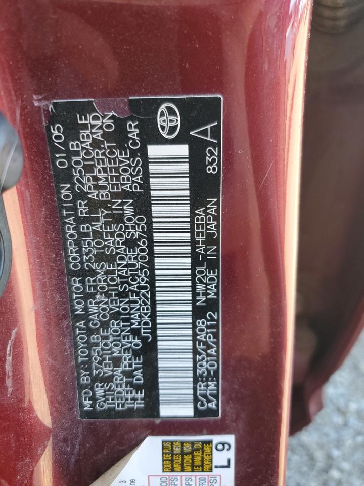 2005 Toyota Prius VIN: JTDKB22U957006750 Lot: 81864725