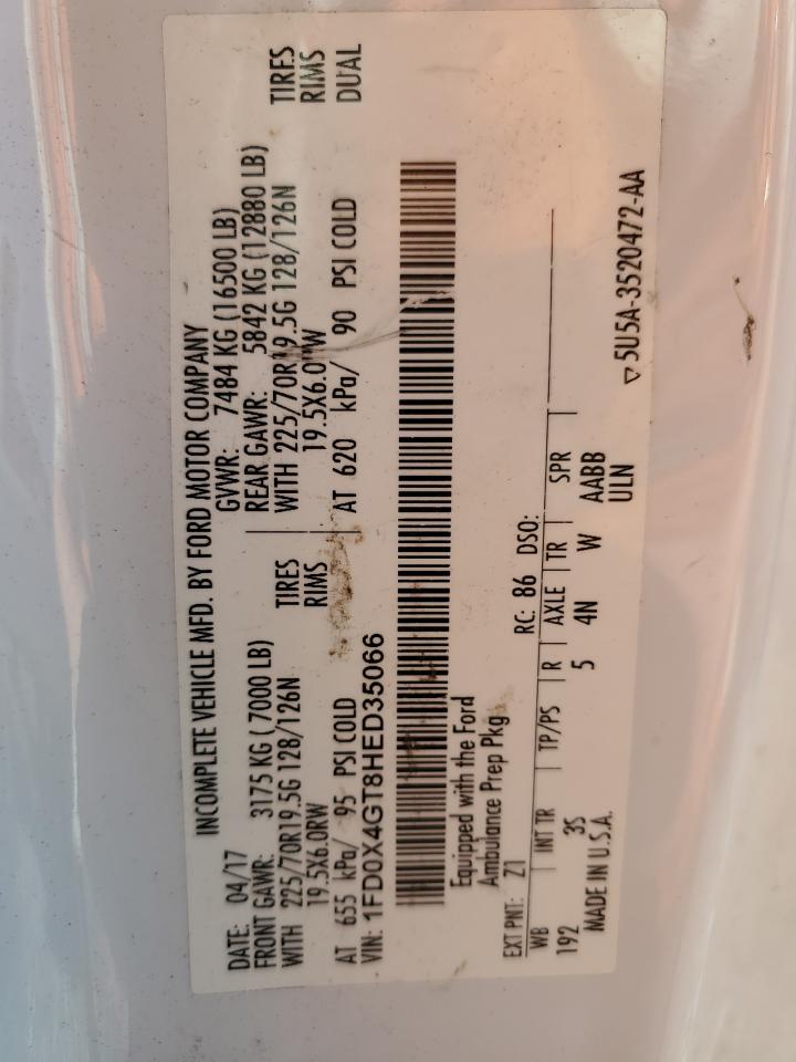 2017 Ford F450 Super Duty VIN: 1FD0X4GT8HED35066 Lot: 85351315