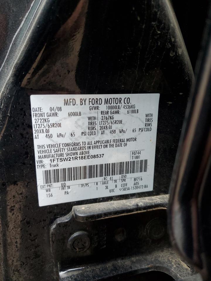 2008 Ford F250 Super Duty VIN: 1FTSW21R18EE08537 Lot: 84629975