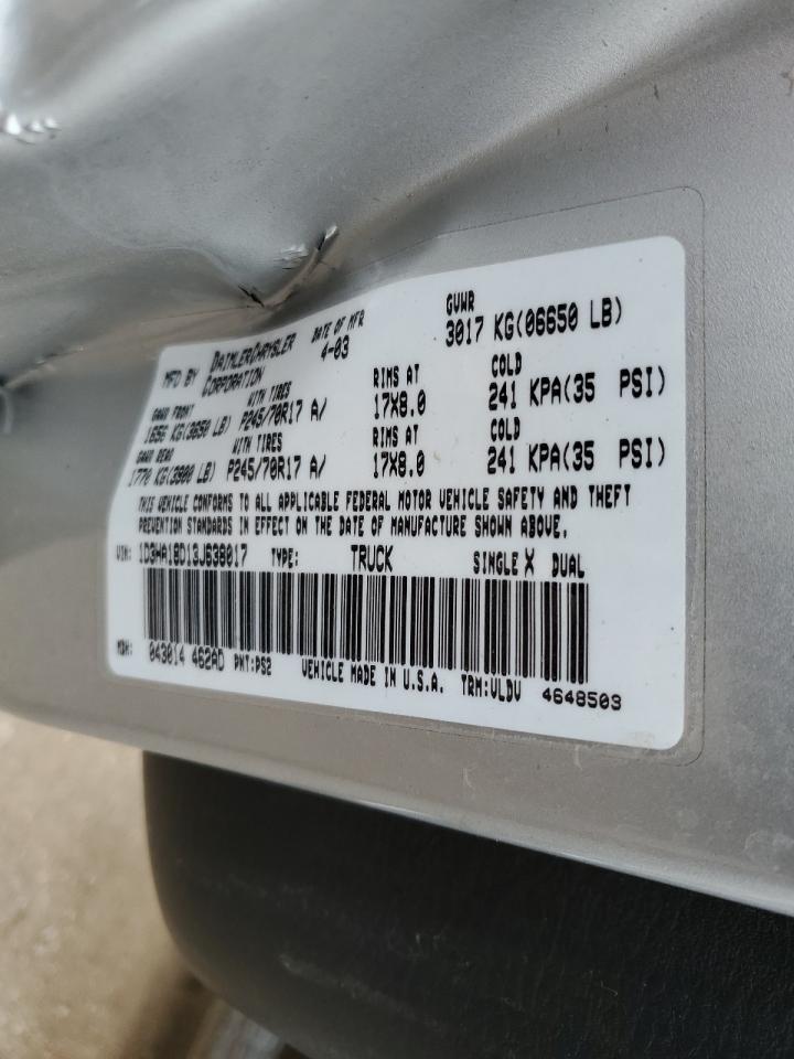 2003 Dodge Ram 1500 St VIN: 1D3HA18D13J638017 Lot: 82004725