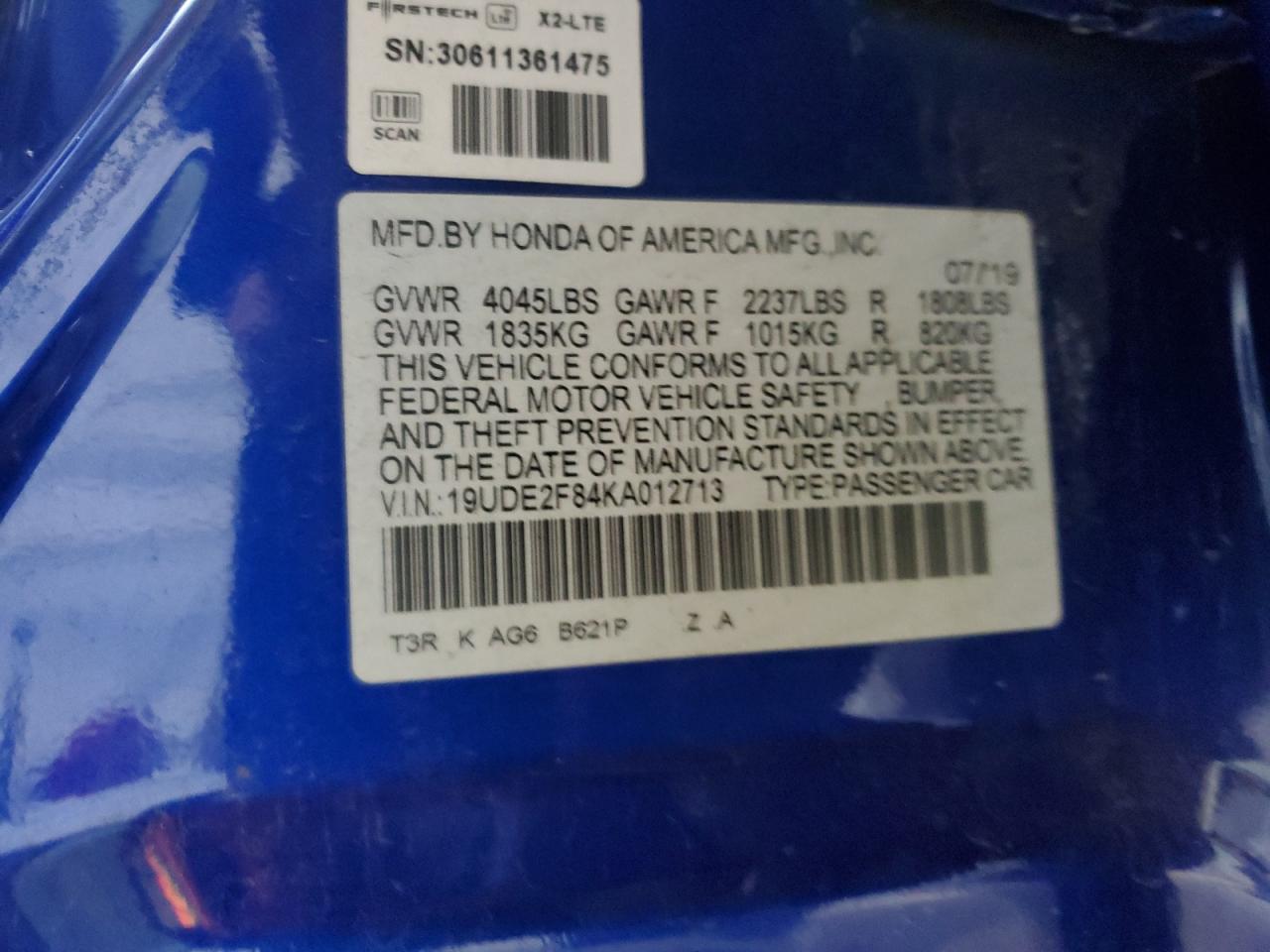 2019 Acura Ilx Premium A-Spec VIN: 19UDE2F84KA012713 Lot: 90012645