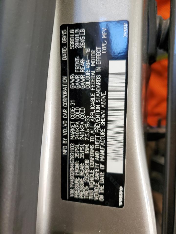 2016 Volvo Xc60 T6 Platinum VIN: YV4902RM4G2831103 Lot: 87076015