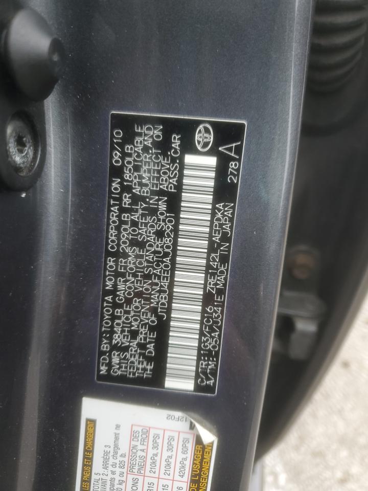 2010 Toyota Corolla Base VIN: JTDBU4EE0AJ082901 Lot: 86233195