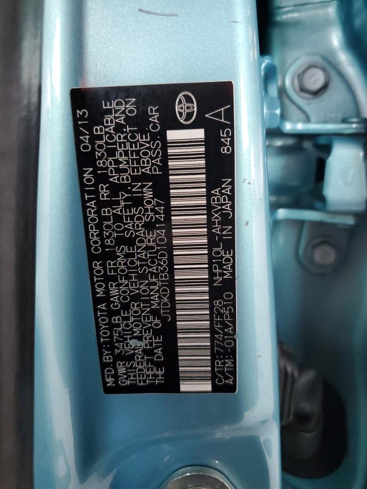 2013 Toyota Prius C VIN: JTDKDTB36D1041447 Lot: 81926165