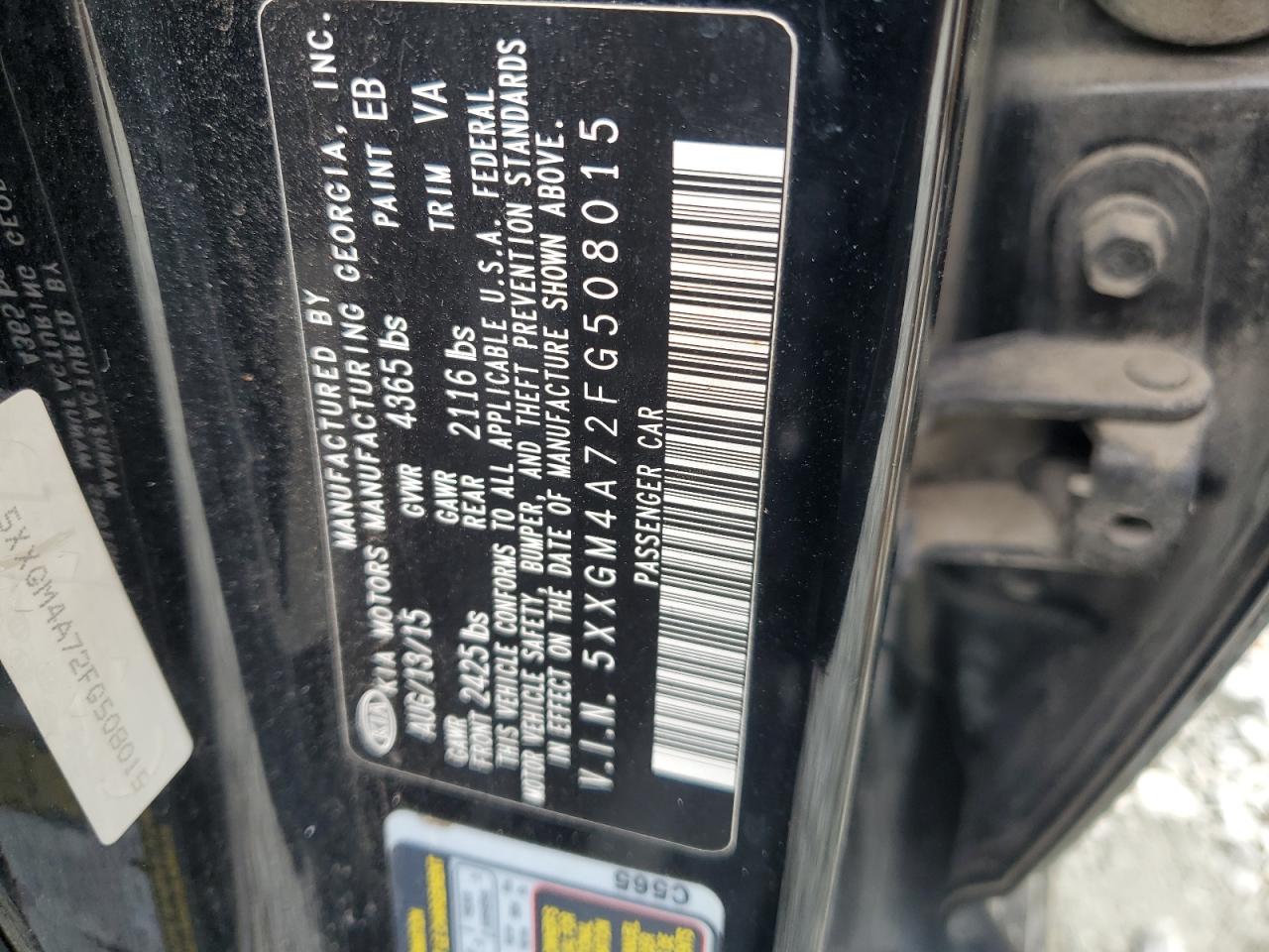 2015 Kia Optima Lx VIN: 5XXGM4A72FG508015 Lot: 81999295