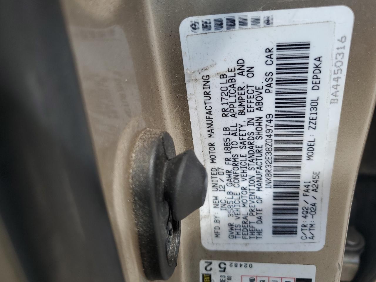 2008 Toyota Corolla Ce VIN: 1NXBR32E38Z049749 Lot: 84784015