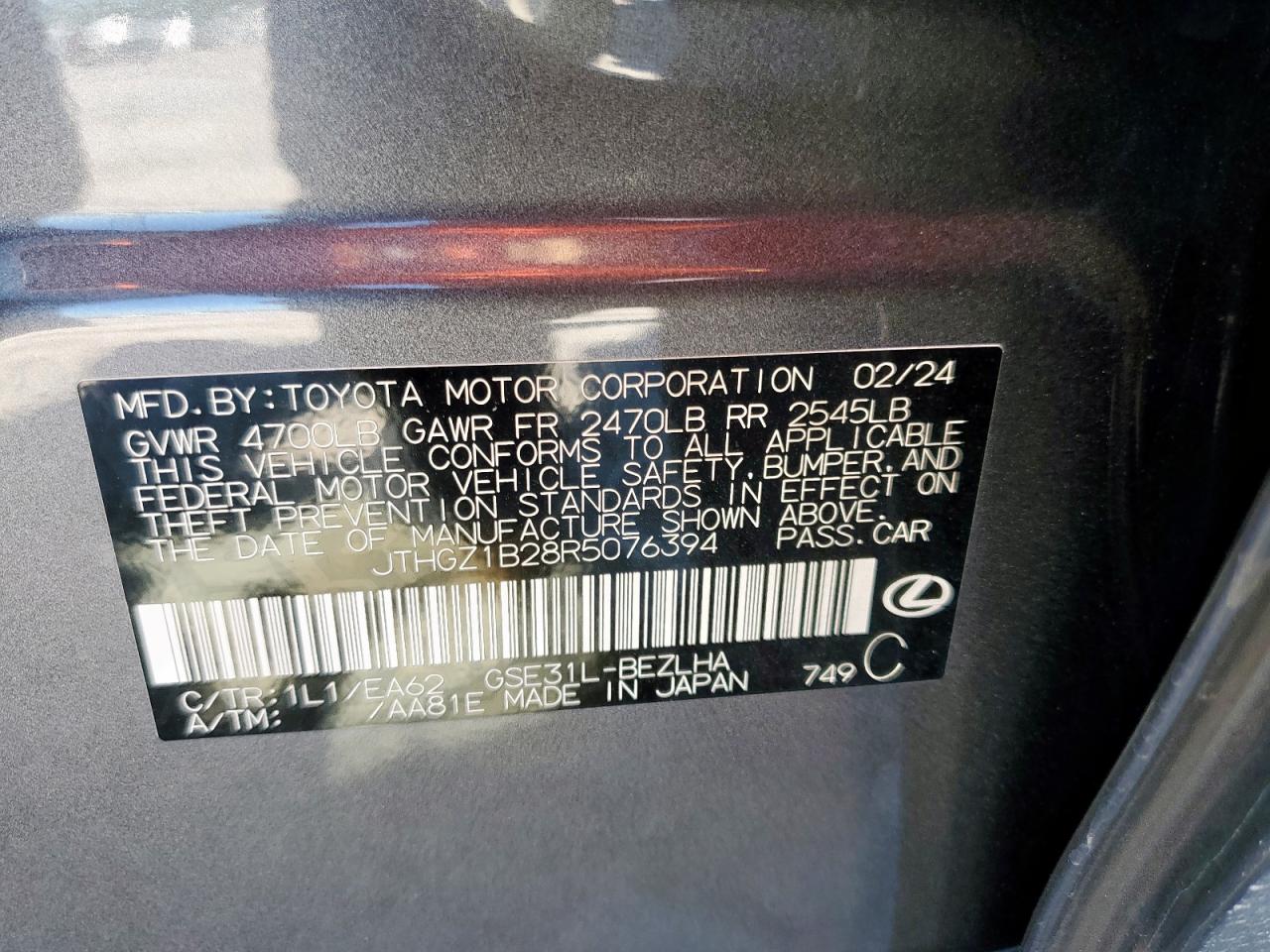 2024 Lexus Is 350 F Sport Design VIN: JTHGZ1B28R5076394 Lot: 91044475