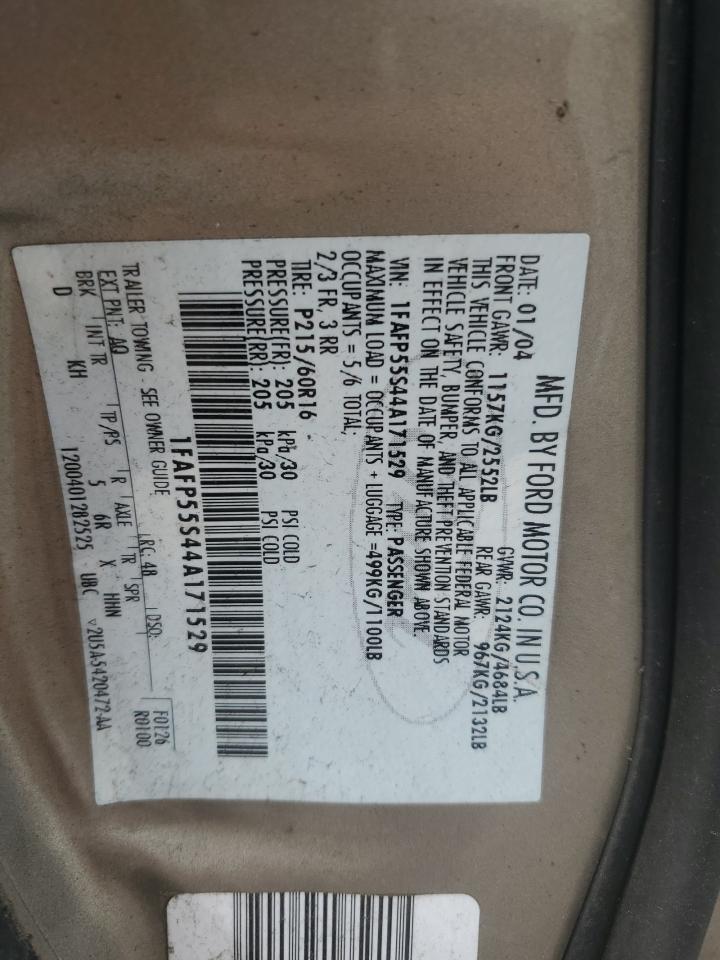2004 Ford Taurus Ses VIN: 1FAFP55S44A171529 Lot: 90219245