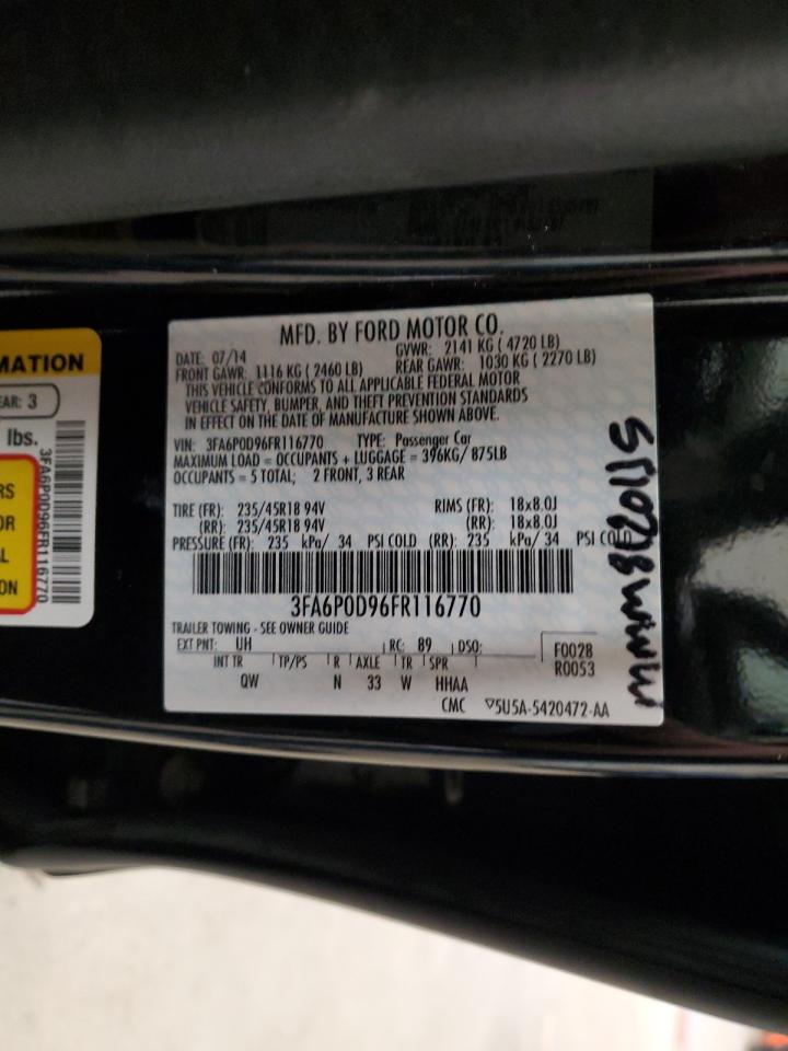 2015 Ford Fusion Titanium VIN: 3FA6P0D96FR116770 Lot: 90468595