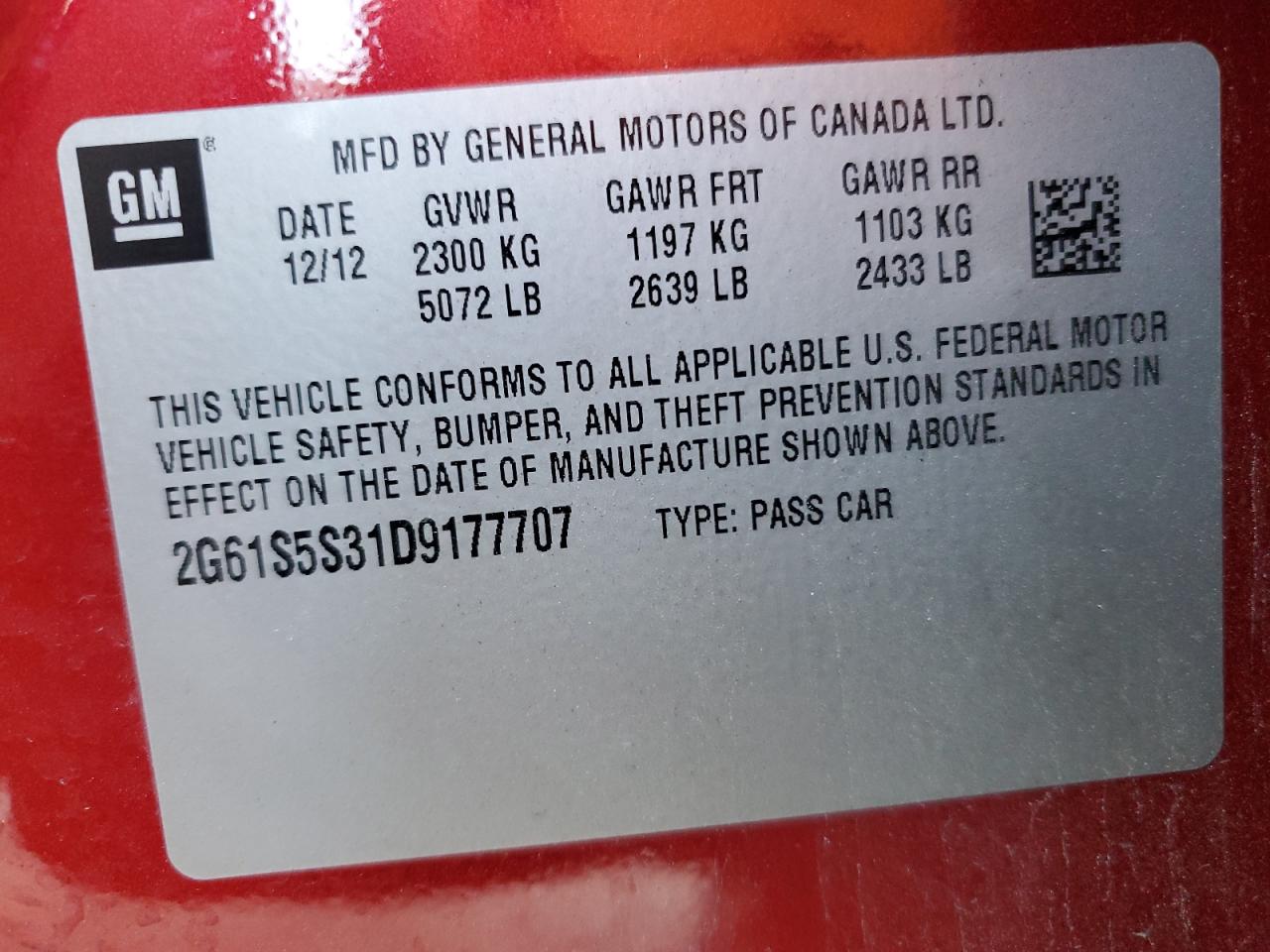 2013 Cadillac Xts Premium Collection VIN: 2G61S5S31D9177707 Lot: 82682155