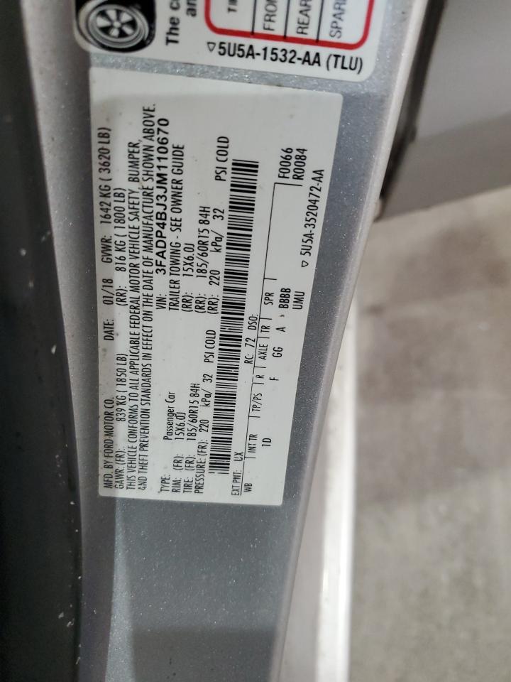 2018 Ford Fiesta Se VIN: 3FADP4BJ3JM110670 Lot: 85691215