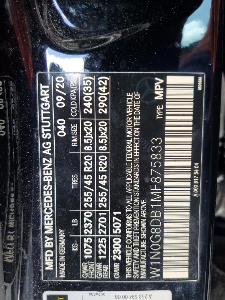 2021 Mercedes-Benz Glc 300 VIN: W1N0G8DB1MF875833 Lot: 90075305