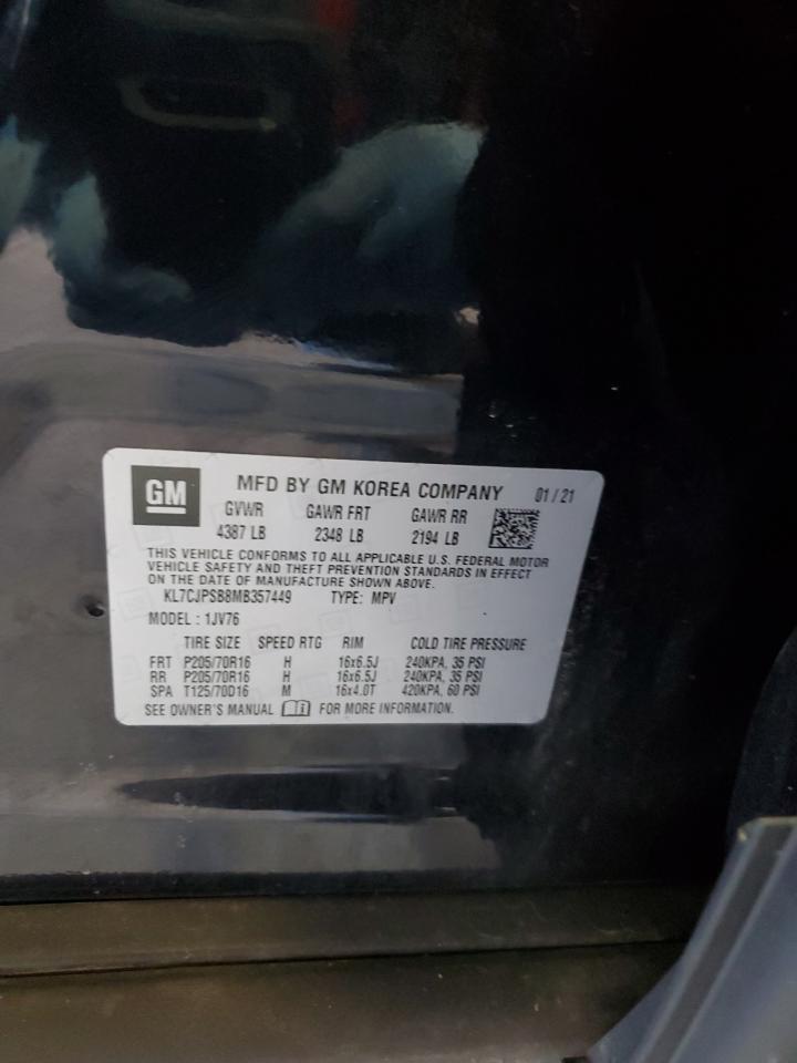 2021 Chevrolet Trax 1Lt VIN: KL7CJPSB8MB357449 Lot: 86772845