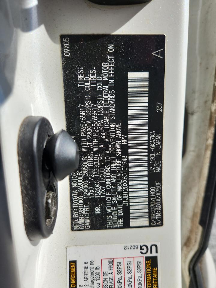 2006 Lexus Gx 470 VIN: JTJBT20XX60101948 Lot: 84640755