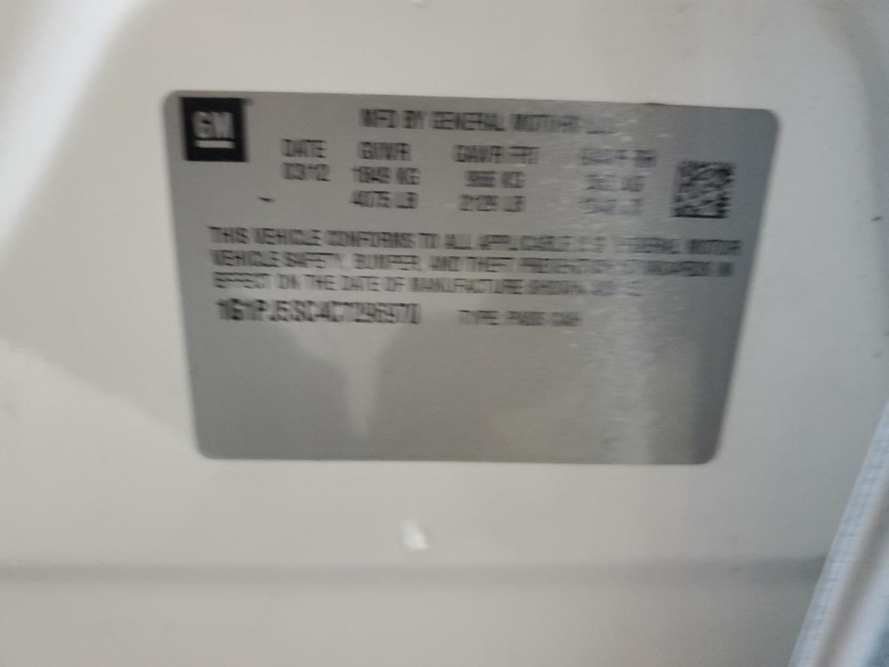 2012 Chevrolet Cruze Eco VIN: 1G1PJ5SC4C7296970 Lot: 84710945