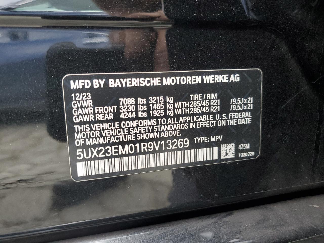 2024 BMW X7 xDrive40I VIN: 5UX23EM01R9V13269 Lot: 82385935