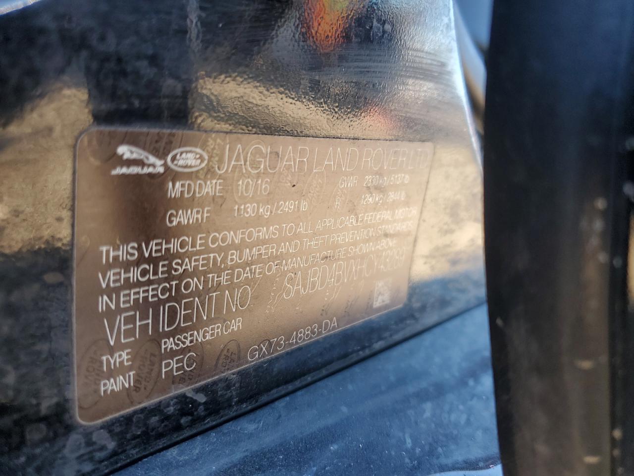 2017 Jaguar Xf Premium VIN: SAJBD4BVXHCY43289 Lot: 87180105