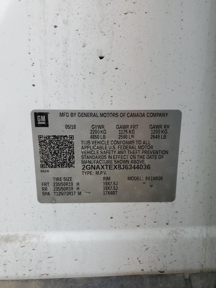 2018 Chevrolet Equinox Lt VIN: 2GNAXTEX8J6344036 Lot: 84649125