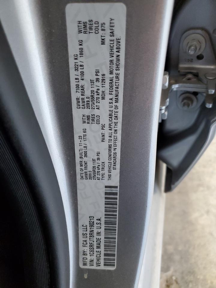 2024 Ram 1500 Laramie VIN: 1C6SRFJT8RN190213 Lot: 82528585