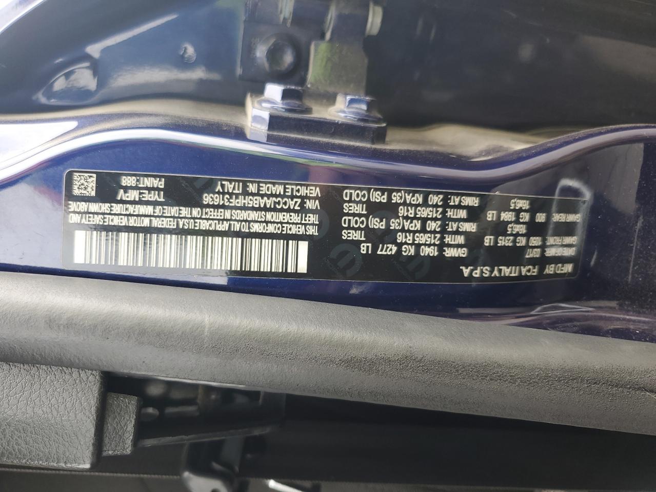 2017 Jeep Renegade Sport VIN: ZACCJAAB5HPF31636 Lot: 85375895