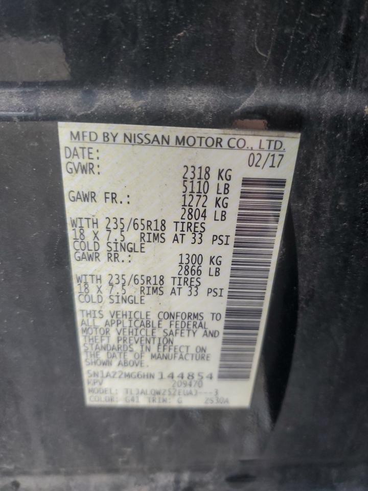 2017 Nissan Murano S VIN: 5N1AZ2MG6HN144854 Lot: 85750985