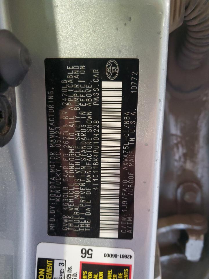 2023 Toyota Camry Le VIN: 4T1C11BK4PU104228 Lot: 86298635