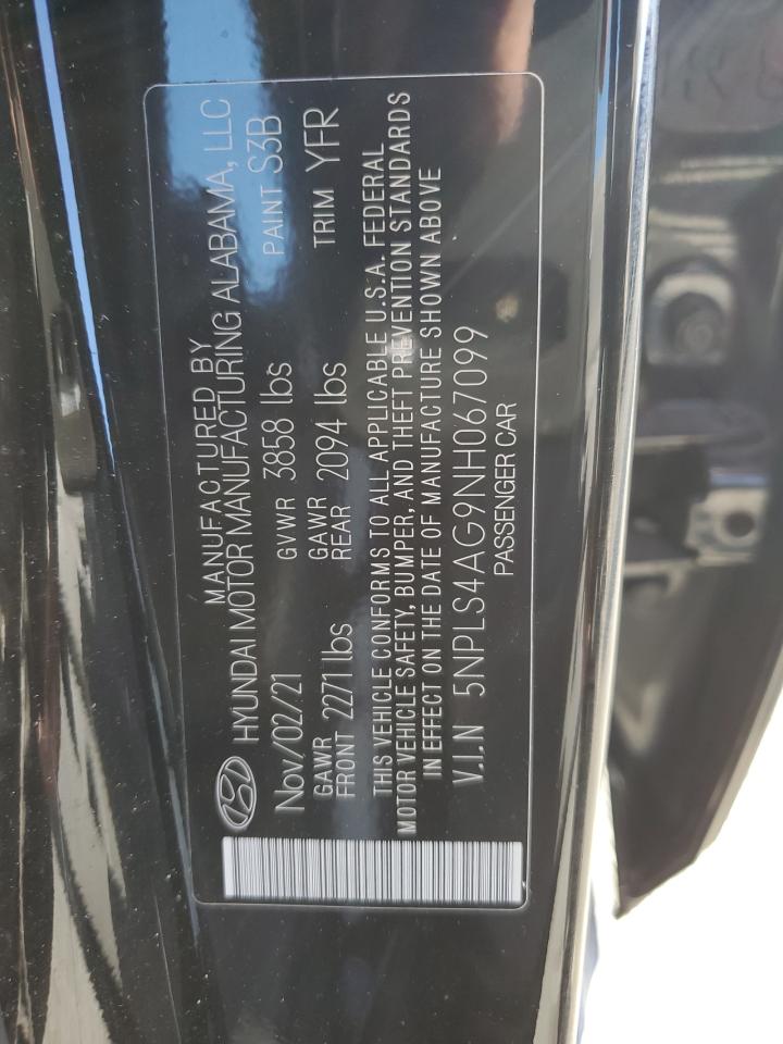 2022 Hyundai Elantra Sel VIN: 5NPLS4AG9NH067099 Lot: 82403295