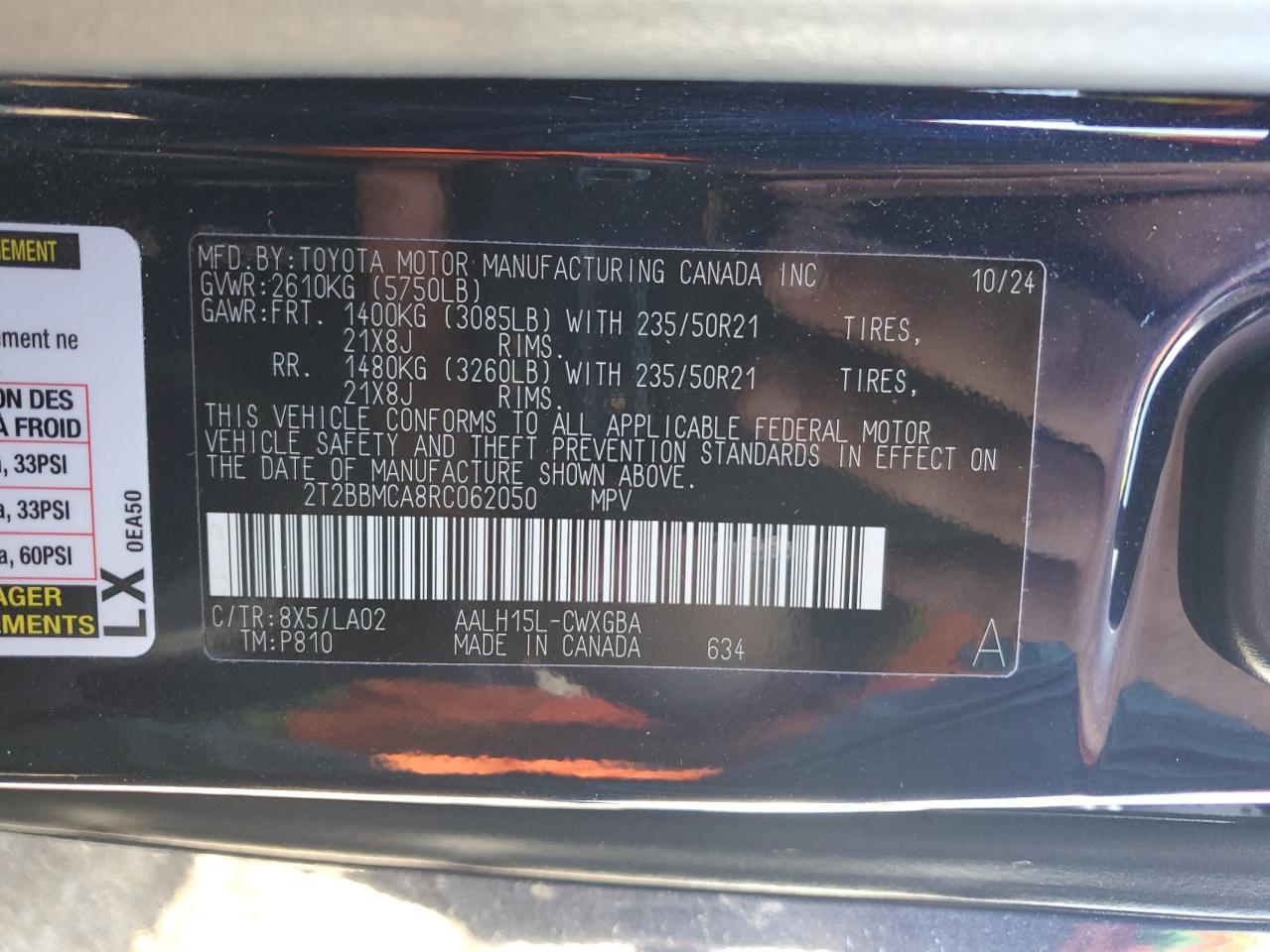 2024 Lexus Rx 350H Base VIN: 2T2BBMCA8RC062050 Lot: 82190065